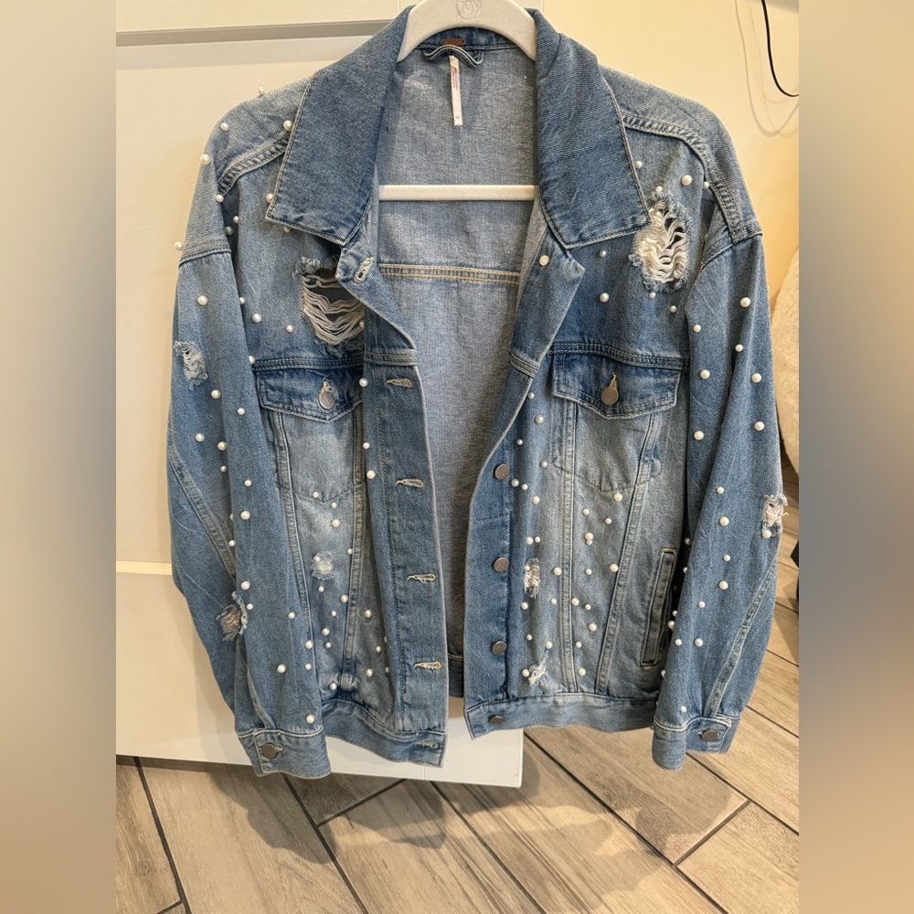Free people pearl denim jacket